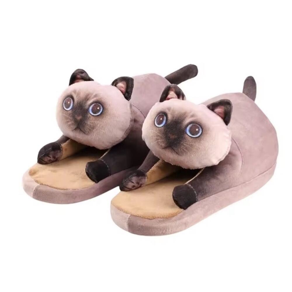 Funny Siamese Cat Foot Hugging Non-slip Thick Sole Slippers Women’s Size 5 - 9